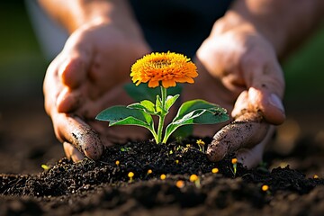 Wildflower meadow being restored by environmentalists, with native plants being sown to attract pollinators and support biodiversity