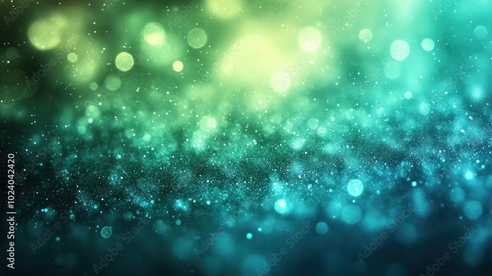 Poster abstract background with a gradient of blue, green, and yellow with bokeh effects.