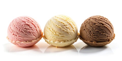 Fototapeta premium Ice cream balls on white background