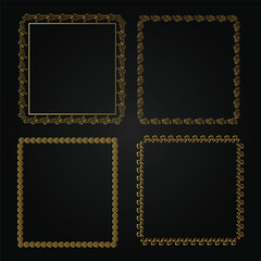 
Luxury Decorative vintage frames and borders set gold ornaments with flower, Vector design decoration pattern style. border design is pattern Thai art style