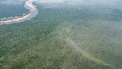 AERIAL PHOTOS OF THE NANAY RIVER IN THE PERUVIAN AMAZON, IGAPOS OR BLACK WATER RIVERS OF THE...