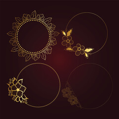 
Luxury Decorative vintage frames and borders set gold ornaments with flower, Vector design decoration pattern style. border design is pattern Thai art style