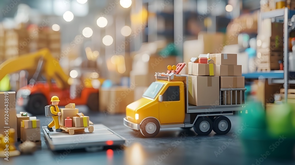 Poster an efficient and organized e commerce warehouse scene with workers managing orders packages and inve