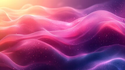 Obraz premium Abstract background with glowing pink, blue and yellow waves and particles.