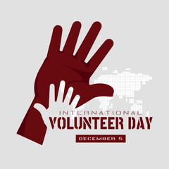 International Volunteer Day poster with helping hand concept