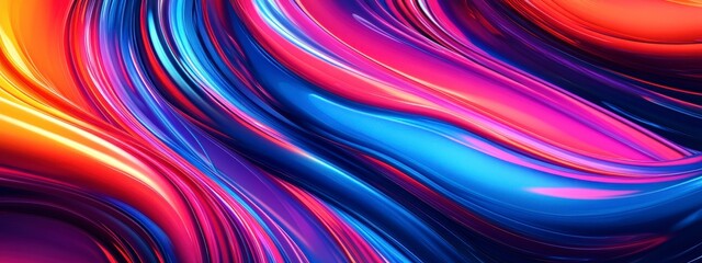 Obraz premium Vibrant abstract art with swirling colorful waves and dynamic lines