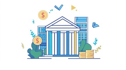 Fototapeta premium A modern finance icon representing key elements of financial management, such as a dollar sign, coins, and a graph, all designed in a sleek, minimalist style. 