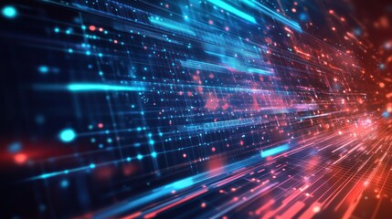 Obraz premium Technology background for presentations with sleek, professional design, incorporating tech elements like grids, data streams, 