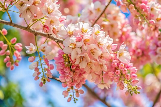 Image of light rose color flowers of Gliricidia sepium tree at a tilted angle
