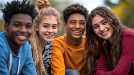 Fototapeta premium Teenagers navigating cultural diversity, teens from different cultural backgrounds engaging in social events or school activities,
