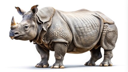 Obraz premium Indian rhinoceros isolated in forced perspective