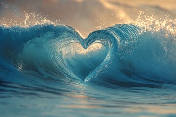 Fototapeta premium Heart Shaped Ocean Wave at Sunset