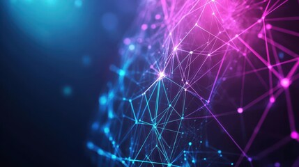 Abstract representation of global market growth with interconnected glowing neon lines, minimalist techinspired, vibrant colors