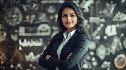 Successful Indian business woman, a dynamic leader in a professional environment, 