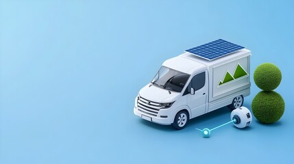 Isometric of a hydrogen powered vehicle representing alternative energy and green transportation from renewable sources