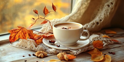 Chai autumn spiced tea concept