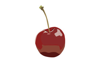 One ripe cherry, isolated white background