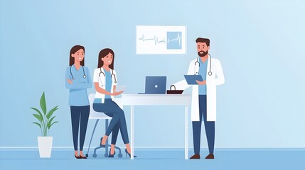 Obraz premium A group of medical professionals including dentists and nurses