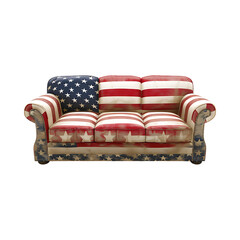 USA Flag on Sofa isolated on transparent background