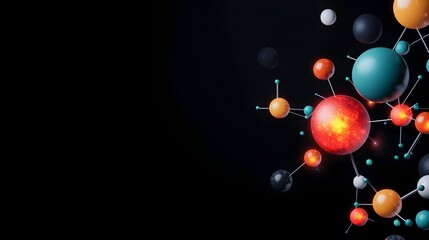 Mesmerizing Cosmic 3D Scene of Swirling Particles and Glowing Atoms in Deep Space