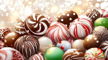 A colorful assortment of festive candies and chocolates, perfect for holiday celebrations.