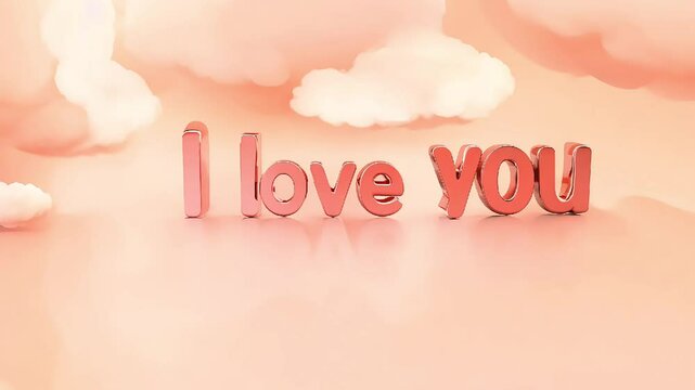 "I love you" text in soft pink against a dreamy, cloudy background, creating a gentle and affectionate expression of love