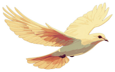 Obraz premium A white dove in flight with wings spread wide