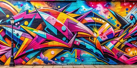 Abstract Pastel Graffiti Art with Black Lines and Colorful Shapes for Modern Fashion Photography