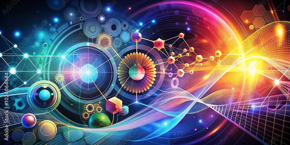 Aufkleber abstract science and technology graphic design with futuristic elements and dynamic patterns for inn