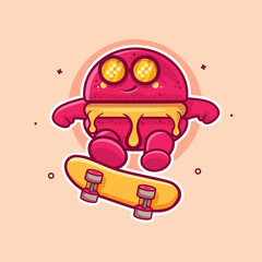 cool macaron food character mascot playing skateboard isolated cartoon