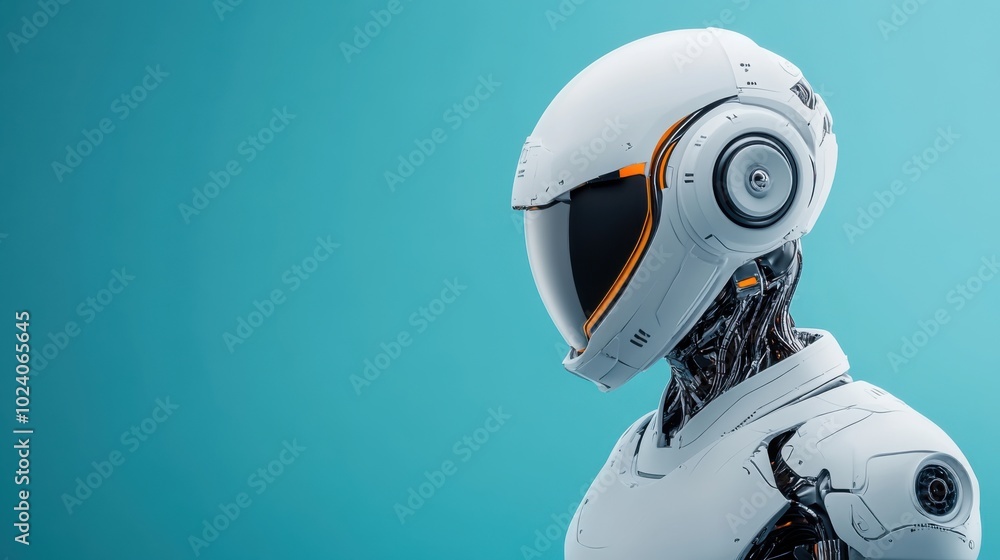 Poster futuristic robot head with smooth design