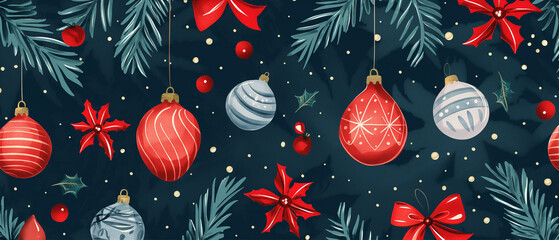 Christmas Ornament Pattern With Red And Blue