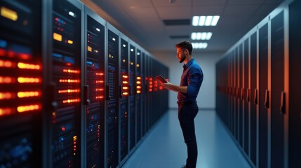 Server Room with Professional Monitoring Technology