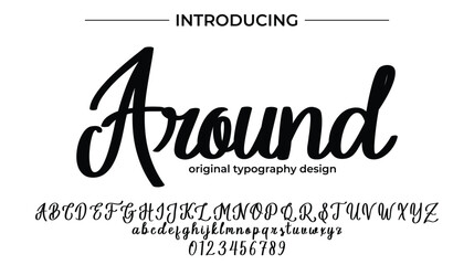 Around Font Stylish brush painted an uppercase vector letters, alphabet, typeface