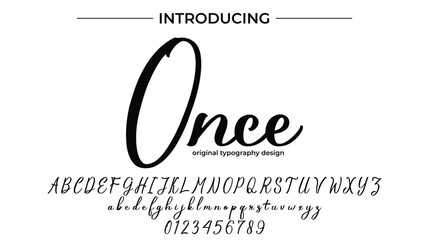 Once Font Stylish brush painted an uppercase vector letters, alphabet, typeface