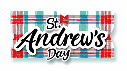 "St. Andrew's Day" text over a tartan ribbon graphic.
