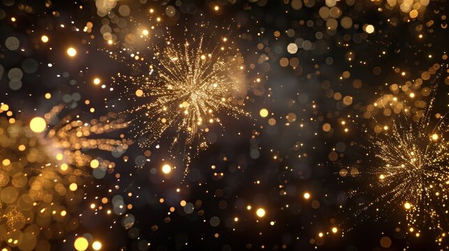 End of year wrap-up sale banner featuring fireworks and glitter effects