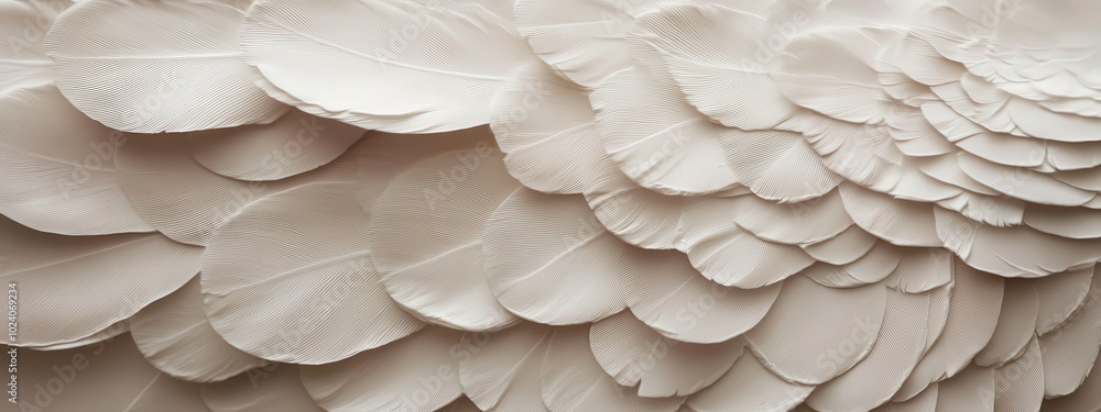 Poster close-up of intricate white feathers creating beautiful texture and patterns