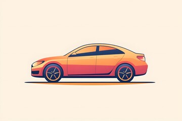 Obraz premium Side View of an Orange Car with Black Wheels