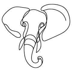 one line drawing elephant head vector illustration template design