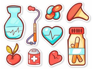 Health clinic promotional sticker with soothing colors and healthcare symbols