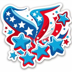 Independence Day sale sticker featuring patriotic stars and stripes and vibrant red