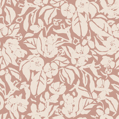 Vector botanical illustration seamless repeat pattern digital artwork 