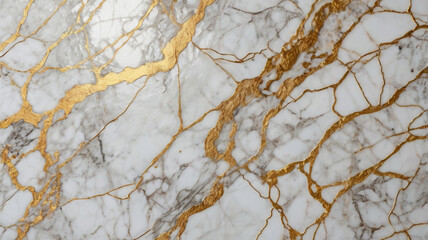 The striking marble surface showcases beautiful white stone intertwined with shimmering gold veins, perfect for upscale decor and artistic projects.