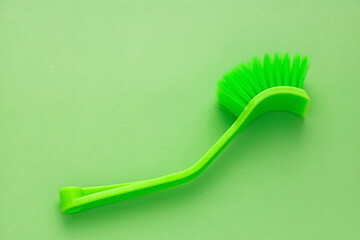 Green bristle brush for home cleaning - Soft bristles.