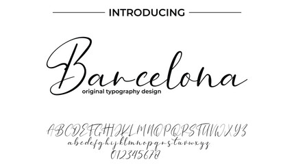 Barcelona Font Stylish brush painted an uppercase vector letters, alphabet, typeface