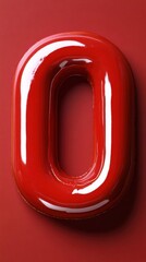 Obraz premium Glossy red number zero with a reflective surface