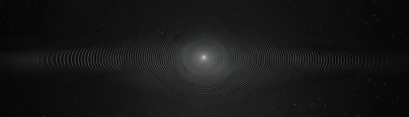A White Spiderweb with Concentric Circles Against a Black Background with White Spots
