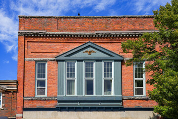 Facade with an eagle on Baker Street in Nelson, British Columbia, Canada aka 