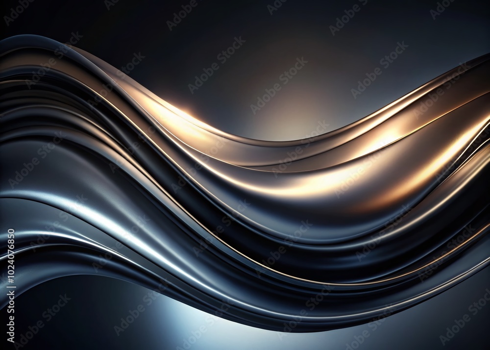 Poster black smooth curves abstract background with high depth of field for modern design and digital art